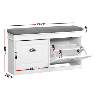 Artiss Shoe Rack Cabinet Bench 8 Pairs White