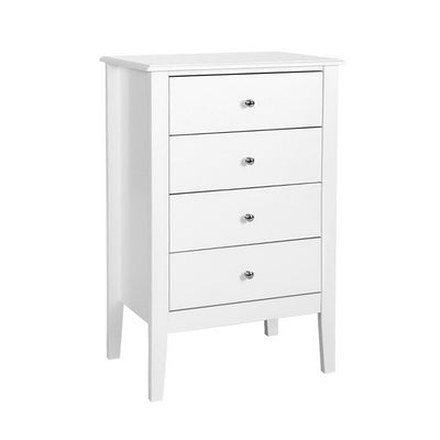 Artiss 4 Chest of Drawers Tallboy Storage Cabinet Bedside Table Dresser White