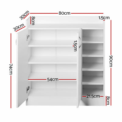 Artiss Shoe Rack Cabinet 21 Pairs Adjustable Shelves White Clair