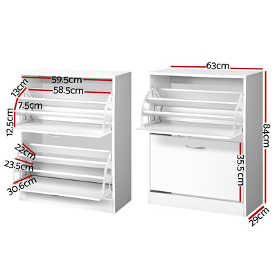 Artiss Shoe Rack Cabinet Adjustable Shelves 24 Pairs White Iris