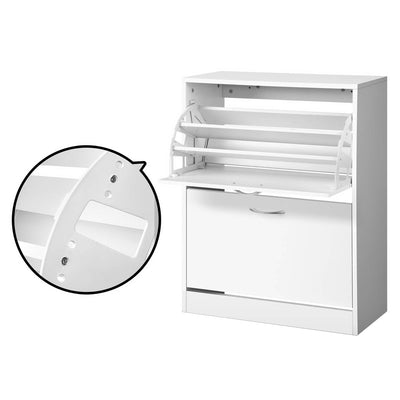 Artiss Shoe Rack Cabinet Adjustable Shelves 24 Pairs White Iris