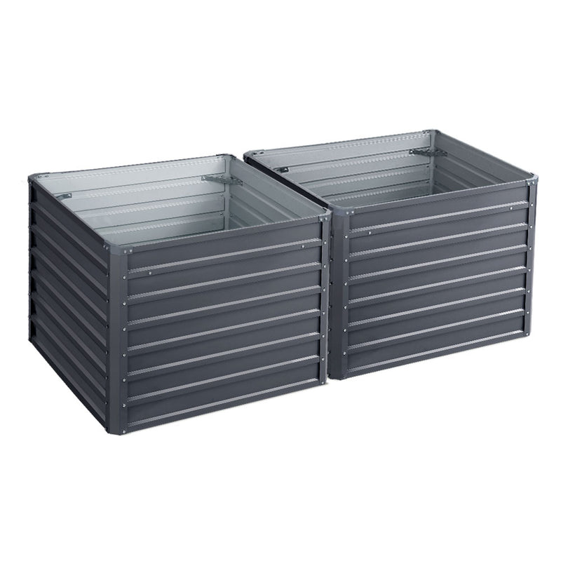 Greenfingers Garden Bed 2PCS 100X100X77CM Galvanised Steel Raised Planter