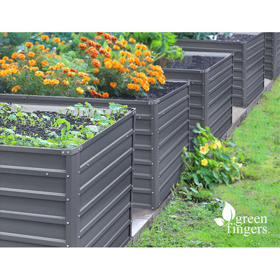 Green Fingers 2x Garden Bed 100x100x77cm Planter Box Raised Container Galvanised