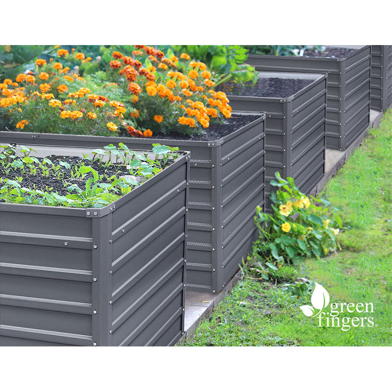 Green Fingers 2x Garden Bed 100x100x77cm Planter Box Raised Container Galvanised