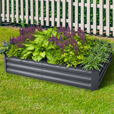 Green Fingers 2x Garden Bed 150x90cm Planter Box Raised Container Galvanised Herb