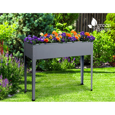 Green Fingers Garden Bed Elevated 100X80X30cm Planter Box Container Galvanised