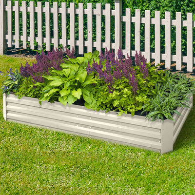 Greenfingers Garden Bed 2PCS 210X90X30cm  Galvanised Steel Raised Planter Cream