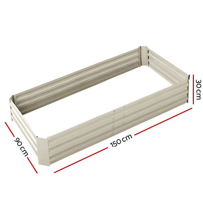 Greenfingers 2x Galvanised Steel Raised Garden Bed Instant Planter Cream 150cmx90cm