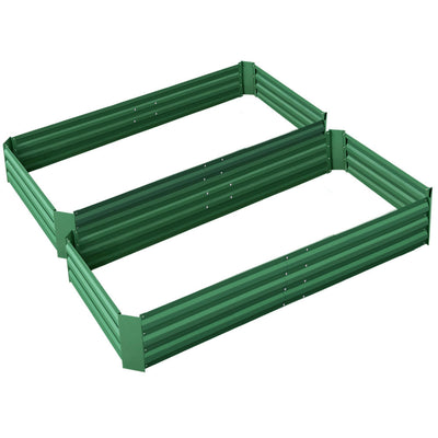 Greenfingers Garden Bed 2PCS 210X90X30cm  Galvanised Steel Raised Planter Green