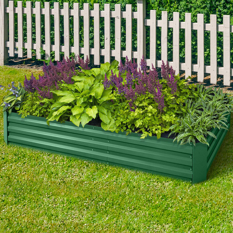 Greenfingers Garden Bed 2PCS 210X90X30cm  Galvanised Steel Raised Planter Green