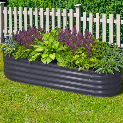 Green Fingers Garden Bed 160X80X42cm Oval Planter Box Raised Container Galvanised