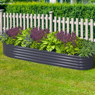 Green Fingers Garden Bed 240X80X42cm Oval Planter Box Raised Container Galvanised