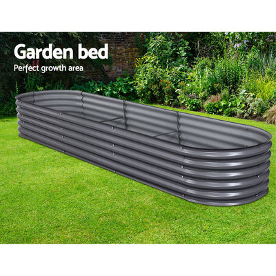 Green Fingers Garden Bed 320X80X42cm Oval Planter Box Raised Container Galvanised