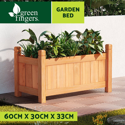 Green Fingers Garden Bed 60x30x33cm Wooden Planter Box Raised Container Growing