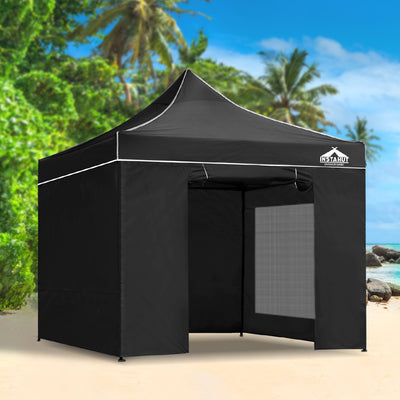 Instahut Gazebo Pop Up Marquee 3x3m Folding Tent Wedding Gazebos 500D Black