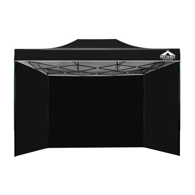 Instahut Gazebo Pop Up Marquee 3x4.5 Folding Tent Wedding Gazebos 500D Black