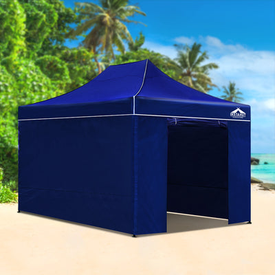 Instahut Gazebo 3x4.5 Pop Up Marquee Folding Tent Wedding Gazebos Camping Outdoor Shade Canopy Blue