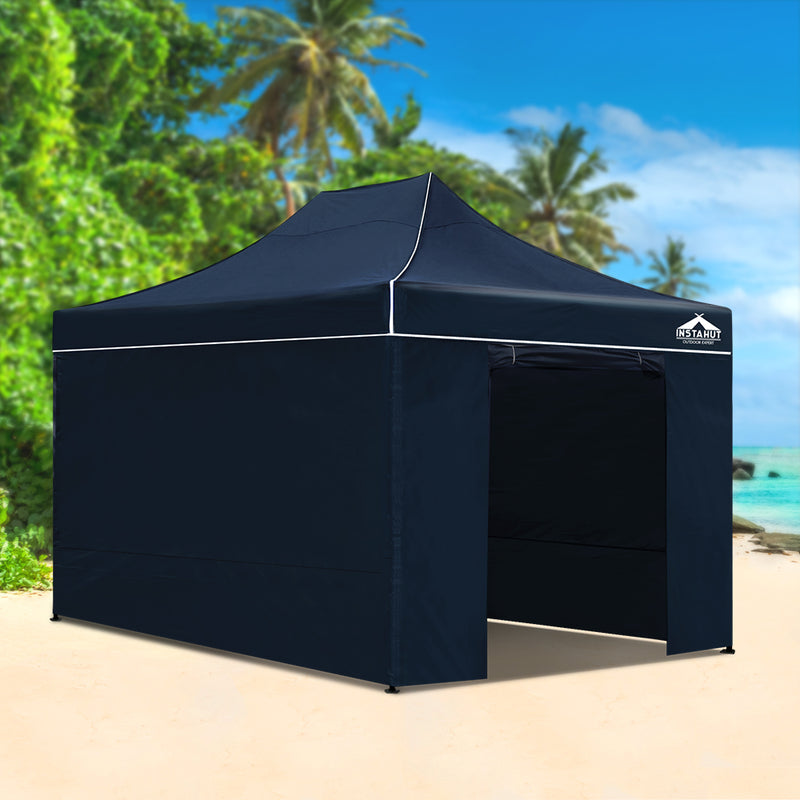 Instahut Gazebo 3x4.5 Pop Up Marquee Folding Tent Wedding Gazebos Camping Outdoor Shade Canopy Navy