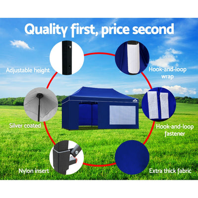 Instahut Gazebo 3x6 Pop Up Marquee Folding Tent Wedding Gazebos Camping Outdoor Shade Canopy Blue