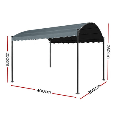 Instahut Gazebo 4x3m Party Marquee Outdoor Wedding Event Tent Iron Art Gazebos Grey