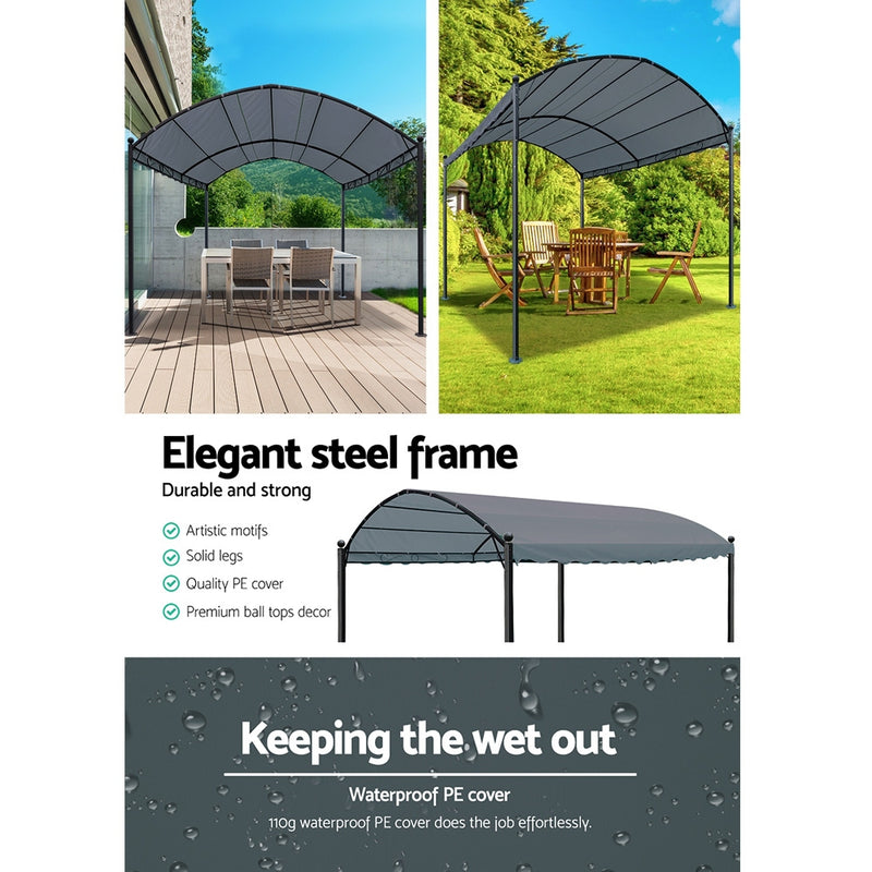 Instahut Gazebo 4x3m Party Marquee Outdoor Wedding Event Tent Iron Art Gazebos Grey