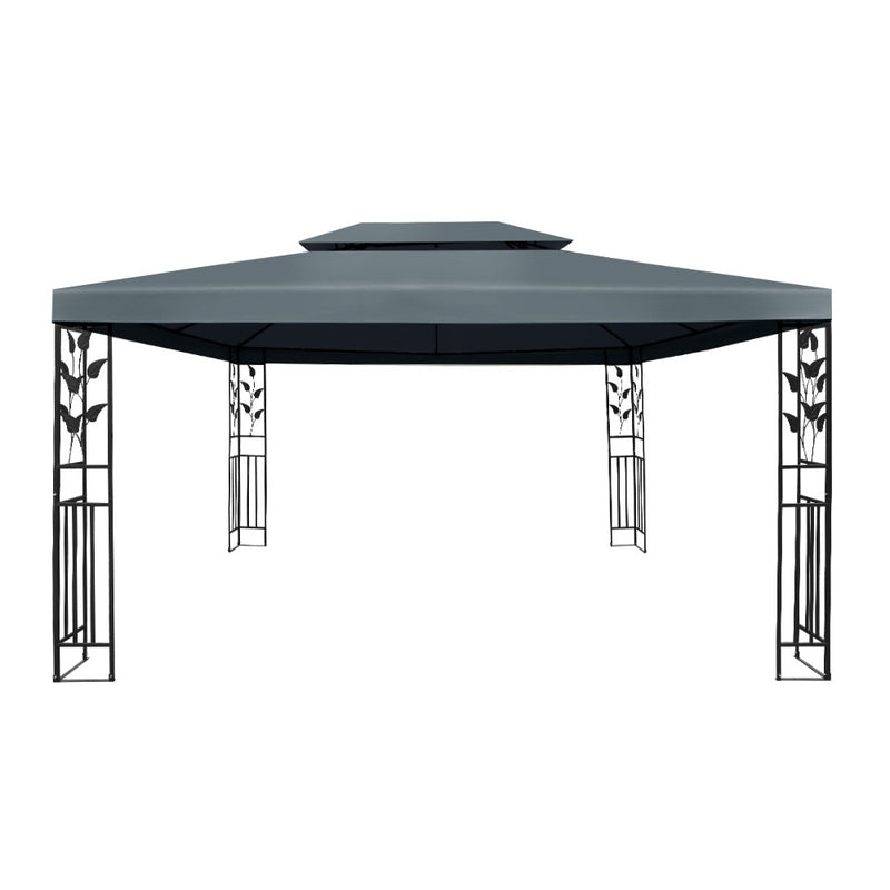 Instahut Gazebo 4x3m Party Marquee Outdoor Wedding Event Tent Iron Art Canopy Grey