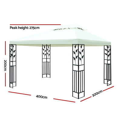 Instahut Gazebo 4x3m Marquee Outdoor Party Wedding Gazebos Tent Iron Art