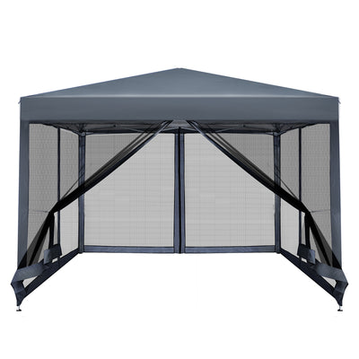 Instahut Gazebo Pop Up Marquee 3x3m Wedding Mesh Side Wall Outdoor Gazebos Grey