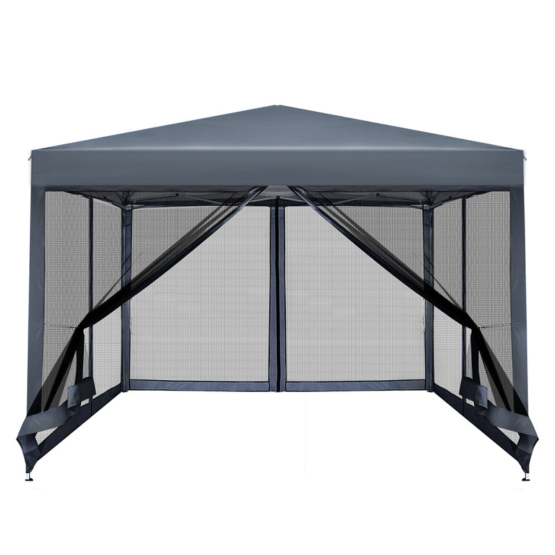 Instahut Gazebo Pop Up Marquee 3x3m Wedding Mesh Side Wall Outdoor Gazebos Grey