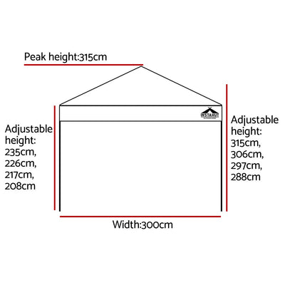 Instahut Gazebo Pop Up Marquee 3x3m Folding Tent Wedding Outdoor Camping Canopy Gazebos Shade Black