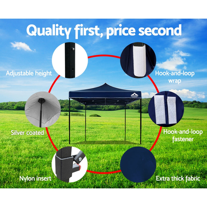 Instahut Gazebo Pop Up Marquee 3x3m Folding Tent Wedding Outdoor Camping Canopy Gazebos Shade Navy