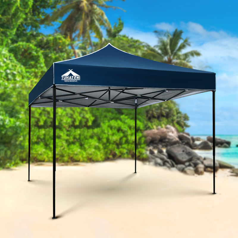 Instahut Gazebo Pop Up Marquee 3x3m Folding Tent Wedding Outdoor Camping Canopy Gazebos Shade Navy