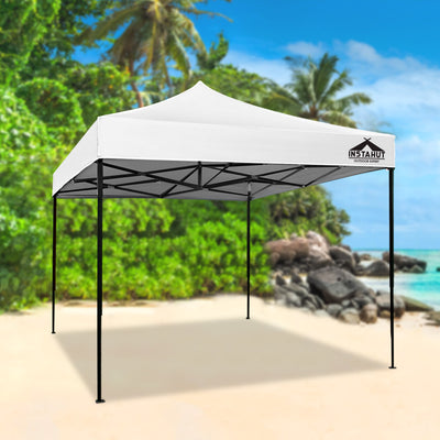 Instahut Gazebo Pop Up 3x3m w/Base Podx4 Marquee Folding Outdoor Wedding Camping Tent Shade Canopy White