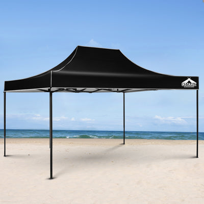 Instahut Gazebo Pop Up Marquee 3x4.5 Folding Tent 500D Wedding Camping Black