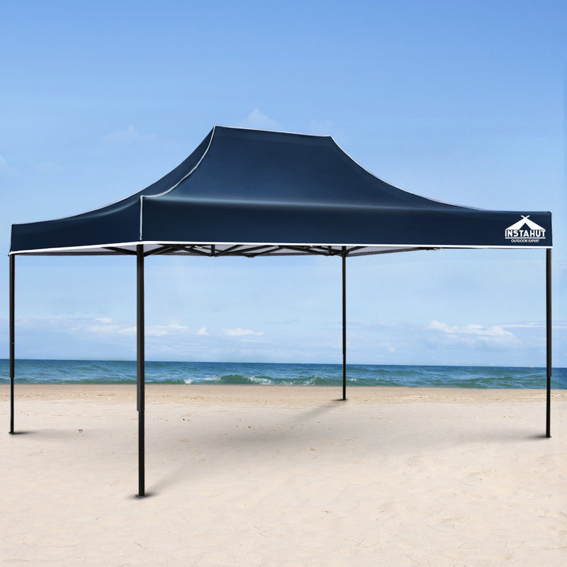 Instahut Gazebo Pop Up Marquee 3x4.5m Folding Tent Camping 500D Oxford Navy