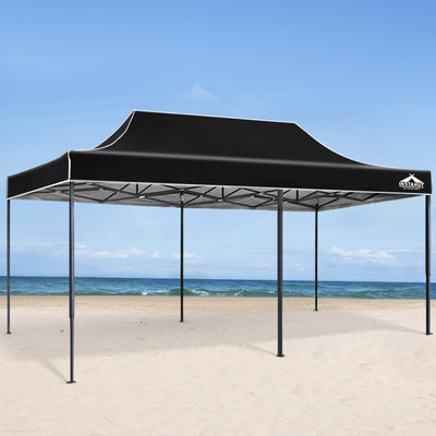 Instahut Gazebo Pop Up Marquee 3x6 Folding Tent Wedding 500D Camping Black