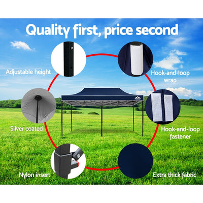 Instahut Gazebo Pop Up Marquee 3x6 Folding Tent Wedding 500D Oxford Camping Navy