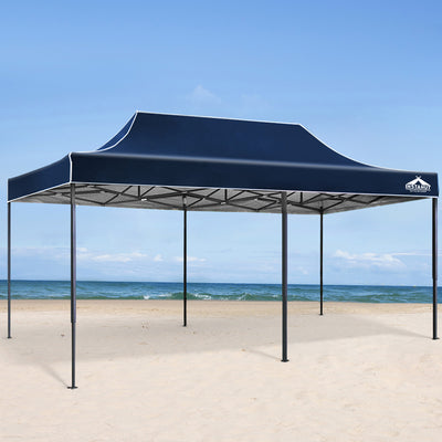 Instahut Gazebo Pop Up Marquee 3x6 Folding Tent Wedding 500D Oxford Camping Navy