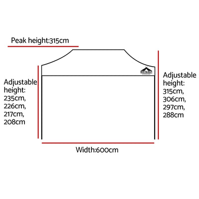 Instahut Gazebo Pop Up 3x6m w/Base Podx4 Marquee Folding Outdoor Wedding Camping Tent Shade Canopy Navy