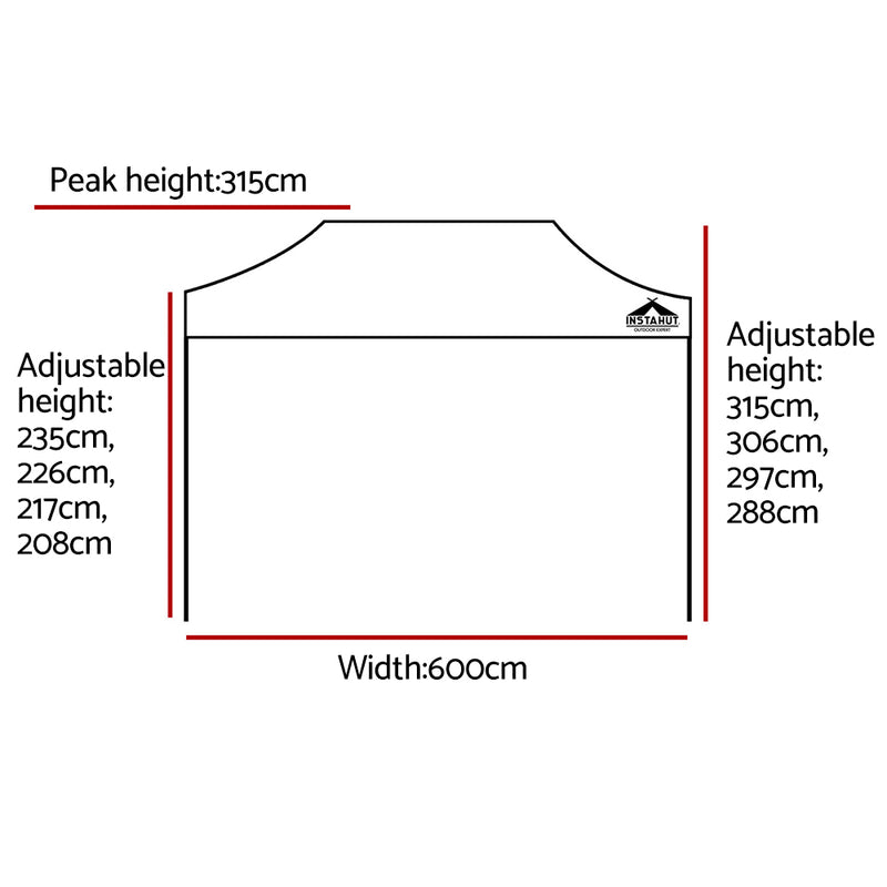 Instahut Gazebo Pop Up Marquee 3x6 Folding Tent Wedding 500D Oxford Fabric White