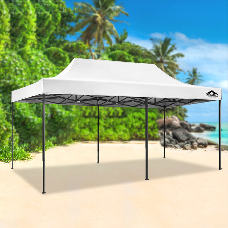 Instahut Gazebo Pop Up Marquee 3x6 Folding Tent Wedding 500D Oxford Fabric White