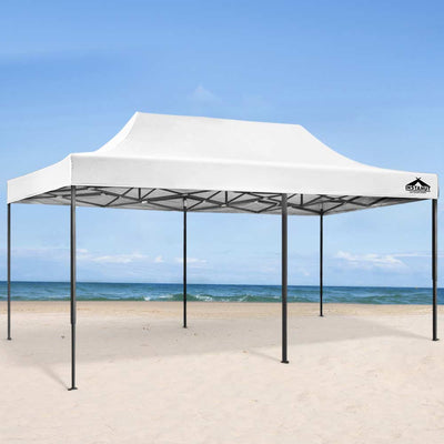 Instahut Gazebo Pop Up Marquee 3x6 Folding 500D Wedding Tent Base Pod White