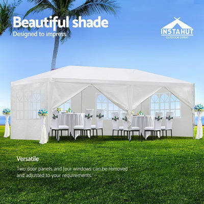 Instahut Gazebo 3x6m Outdoor Marquee Side Wall Party Wedding Tent Camping White 6 Panel