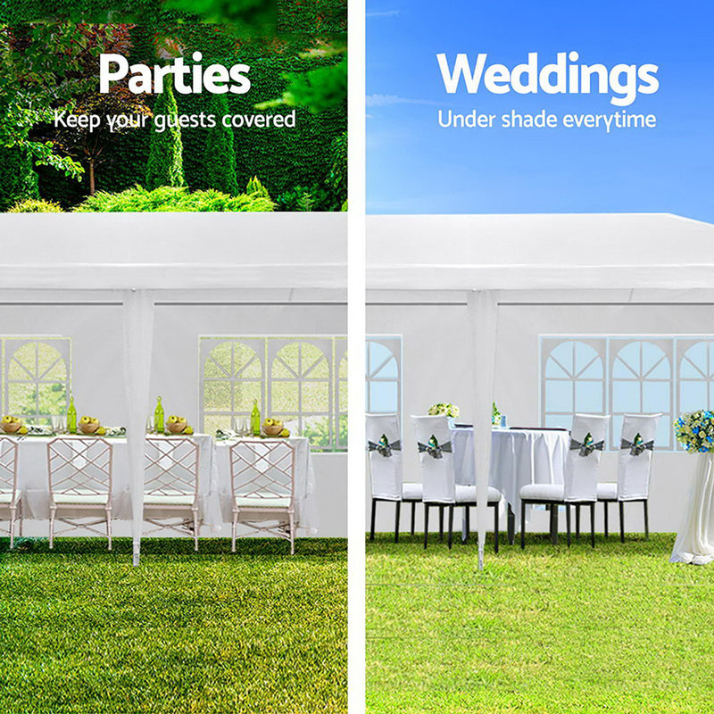 Instahut Gazebo 3x9m Outdoor Marquee side Wall Gazebos Tent Canopy Camping White 5 Panel