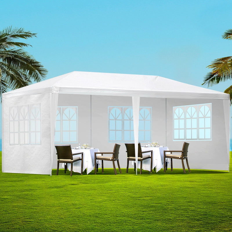 Instahut Gazebo 3x6m Marquee Wedding Party Tent Outdoor Camping Side Wall Canopy 4 Panel White