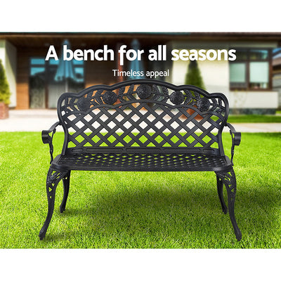 Gardeon Garden Bench Patio Porch Park Lounge Cast Aluminium Outdoor Furniture