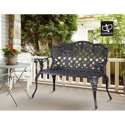 Gardeon Garden Bench Patio Porch Park Lounge Cast Aluminium Outdoor Furniture