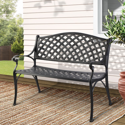 Gardeon Outdoor Garden Bench Seat Steel Outdoor Furniture 2 Seater Park Black