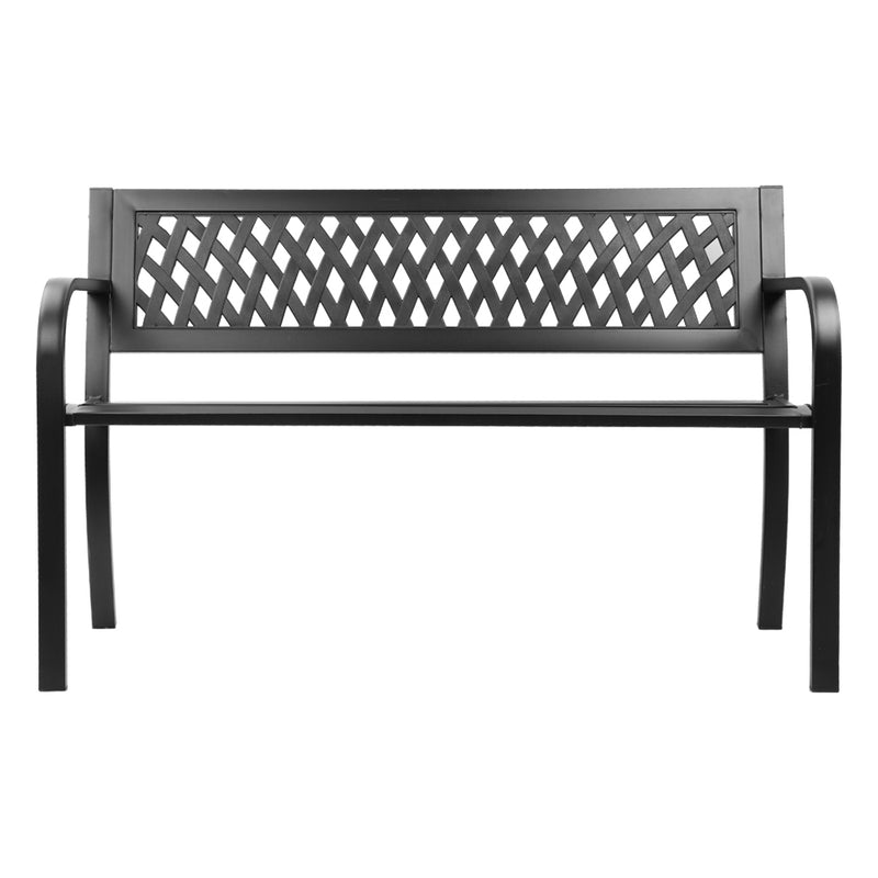 Gardeon Outdoor Garden Bench Seat Steel Outdoor Furniture 2 Seater Park Black