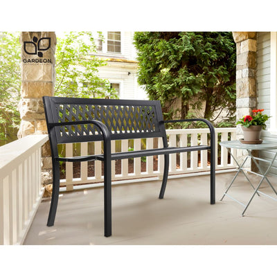 Gardeon Outdoor Garden Bench Seat Steel Outdoor Furniture 2 Seater Park Black